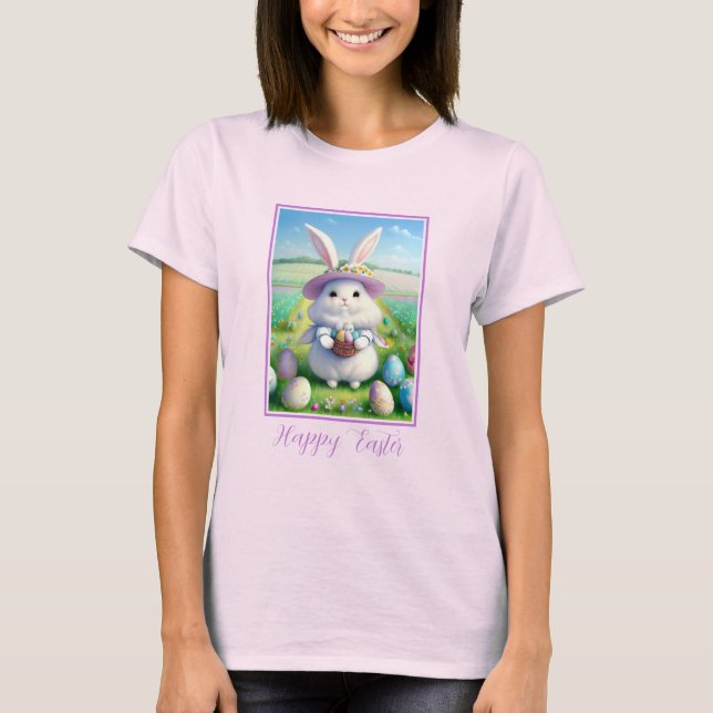 Camiseta Coelhinho de Páscoa bonito 01 (Frente)