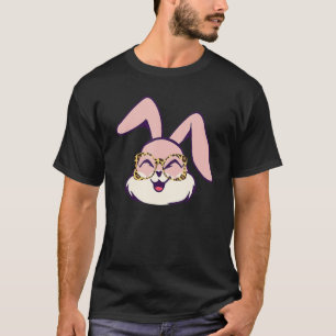 Camiseta Coelhinho De Páscoa Bonito Com Óculos De Chita Pás