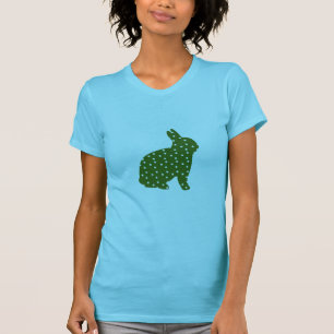 Camiseta Coelhinho de Páscoa bonito verde-oliva com manchas