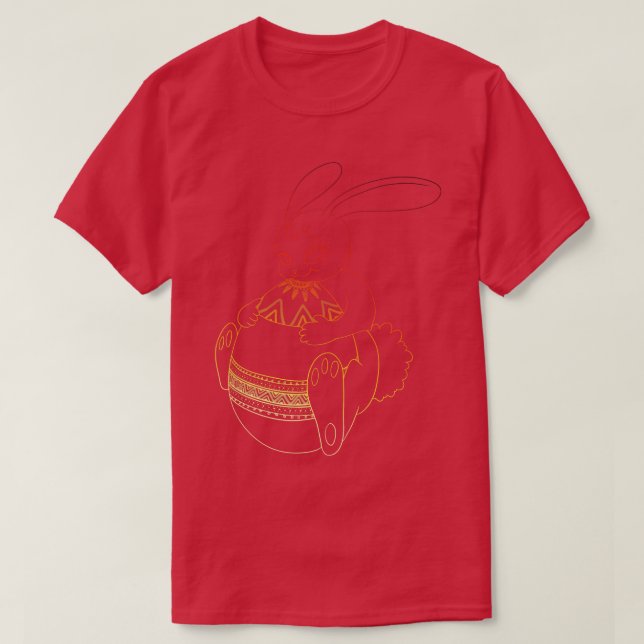 Camiseta Coelhinho de Páscoa com ovo em cores do sol (Frente do Design)