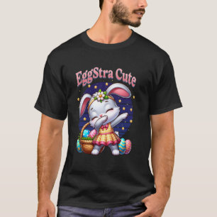 Camiseta Coelhinho de Páscoa das Meninas Dabbing Eggstra Fo