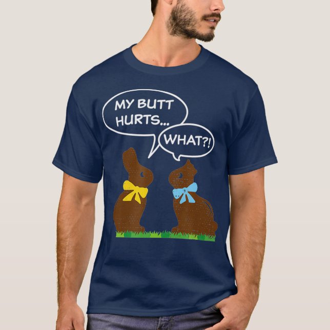 Camiseta Coelhinho De Páscoa De Chocolate Citar Meu Bumbum  (Frente)
