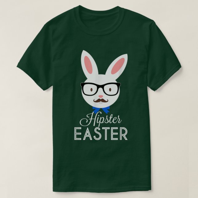 Camiseta Coelhinho De Páscoa De hipster Com Óculos De Nerd (Frente do Design)