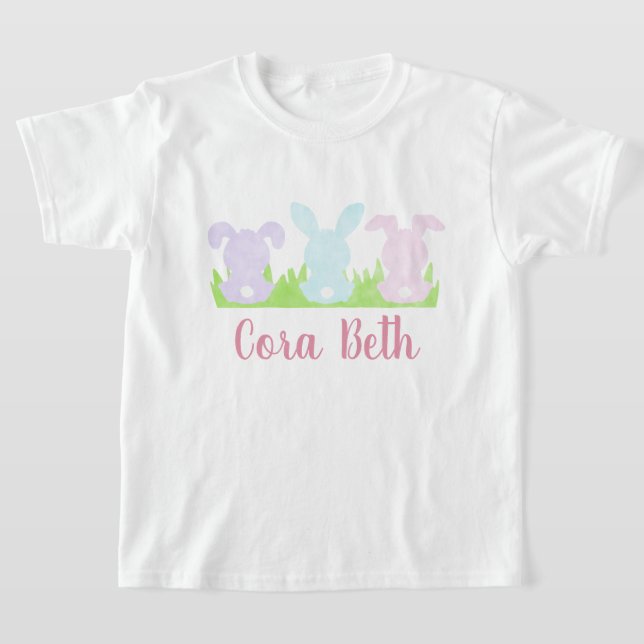 Camiseta Coelhinho de Páscoa em Aquarela de Menina (Postura )