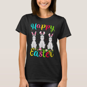 Camiseta Coelhinho de Páscoa Engraçado Cachorro Husky Siber