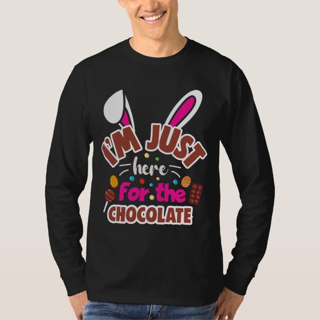 Camiseta Coelhinho de Páscoa... Estou aqui para o Chocolate (Frente)