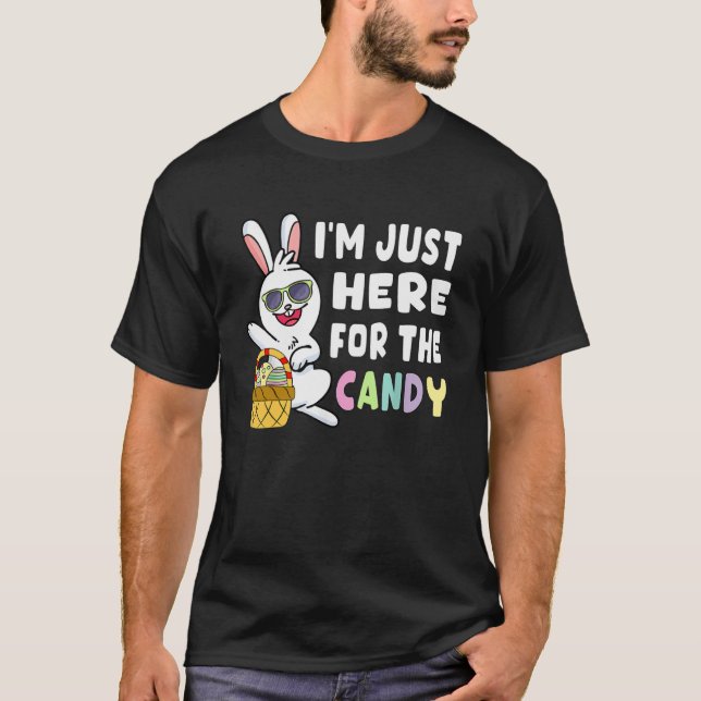 Camiseta Coelhinho de Páscoa Estou aqui só para Páscoa Kids (Frente)