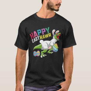 Camiseta Coelhinho de Páscoa Ovo de Dinossauro T Rex Feliz