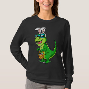 Camiseta Coelhinho De Páscoa T Rex Com Garrafas De Ovos Din