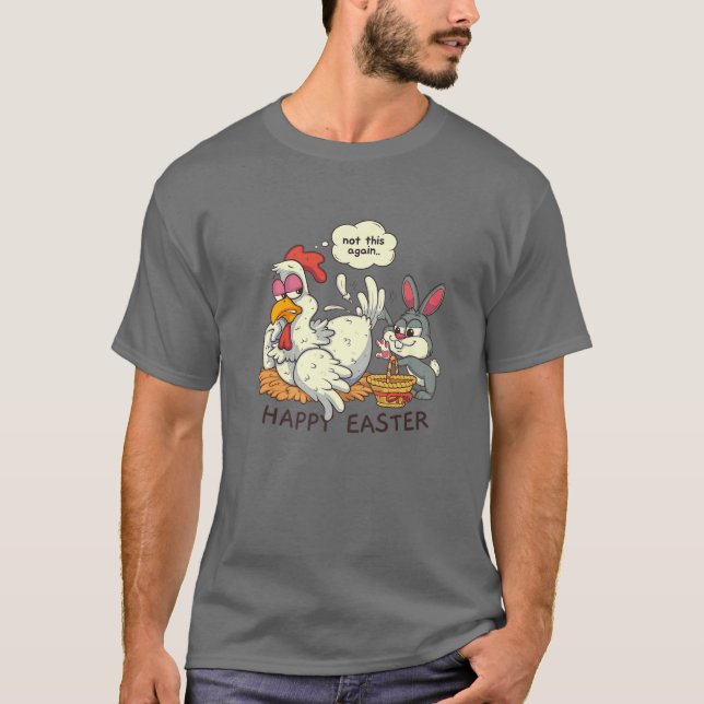 Camiseta Coelhinho Engraçado Colecionando Ovo De Páscoa De  (Frente)