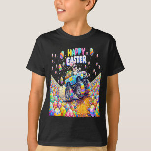 Camiseta Coelhinho Feliz de Páscoa Caminhão Monstro Ovos Me