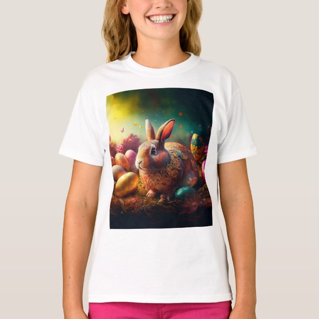 Camiseta Coelhinho felz pascoa com ovos de Páscoa (Frente)