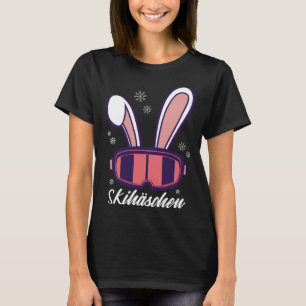 Camiseta Coelhinho fofo de esqui orelhas de coelho com floc