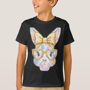Camiseta Coelhinho fofo rosto gravata tingimento óculos men