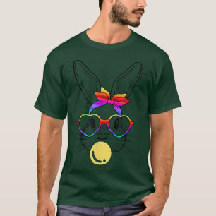 Camiseta Coelhinho Rosto Arco-Íris Vidros Bolha Goma Páscoa