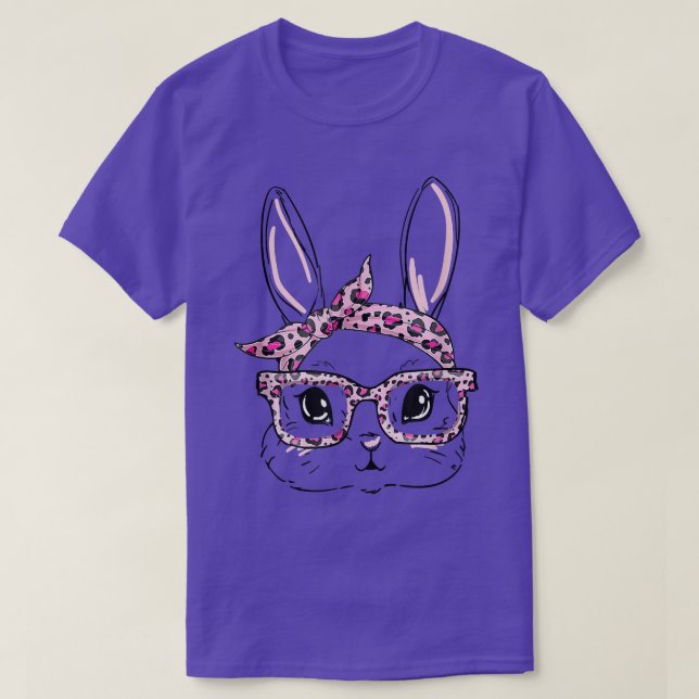 Camiseta Coelhinho Rosto Leopardo Banda de Cabeça Rabbit Fe (Frente do Design)