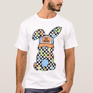 Camiseta Coelhinho Xadrez Dia de Páscoa Coquette Laços Coel
