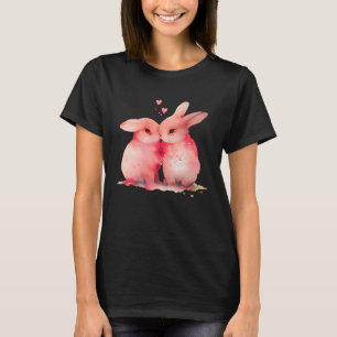 Camiseta Coelhinhos Adoráveis No Amor Páscoa Cardíaca Ra