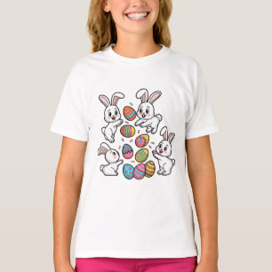 Camiseta Coelhinhos Bonitos Toscando Ovos De Páscoa