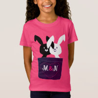 Coelhinhos Brancos E Pretos Com Cartoon Monograma