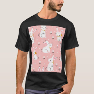Camiseta Coelhinhos Brancos: Floral Bonita Sem Semente