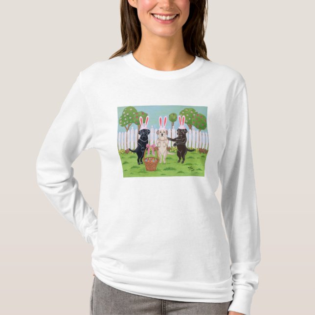 Camiseta Coelhinhos da Páscoa de Labrador!! (Frente)