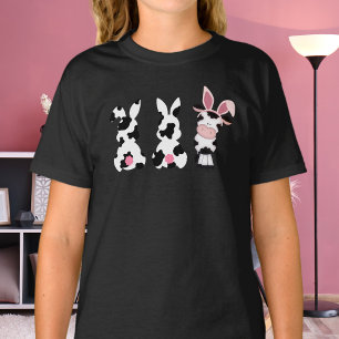 Camiseta Coelhinhos de Impressão de Vaca e Coelhinho de Pás