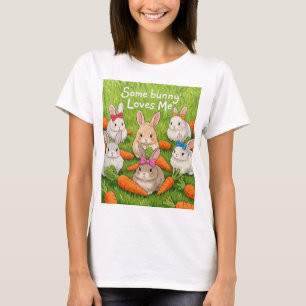 Camiseta Coelhinhos e Cenouras de Páscoa