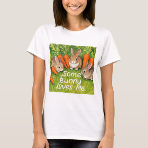 Camiseta Coelhinhos e Cenouras de Páscoa