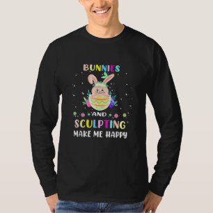 Camiseta Coelhinhos E Esculpindo Me Fazem Felz pascoa Coelh