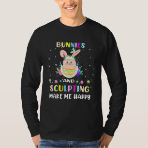 Camiseta Coelhinhos E Esculpindo Me Fazem Felz pascoa Coelh