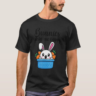 Camiseta Coelhinhos Me Fazem Feliz Dia da Páscoa do Coelho