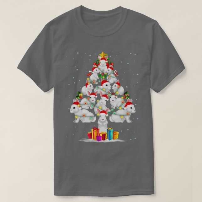 Camiseta Coelho Adora Árvore De Natal Papais noeis De Neve  (Frente do Design)