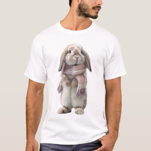 Camiseta Coelho Adorável de Orelhas Caídas Vestindo uma Rou