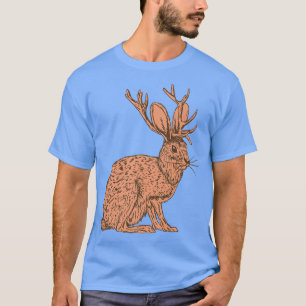 Camiseta Coelho animal selvagem retrô com chifres de antílo