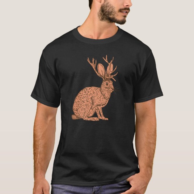 Camiseta Coelho Animal Selvagem Retroativo Com Antílope Cav (Frente)