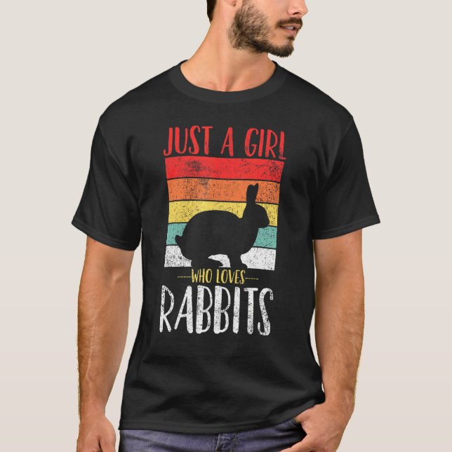 Camiseta Coelho Apenas Uma Garota Que Ama Coelhos Retro Vin (Frente)