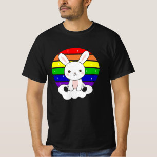 Camiseta Coelho Arco-Íris Glitter Coelho Kawaii Colorido