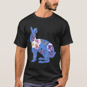 Camiseta Coelho Azul chique Com Fluxo De Cores Aquáticas