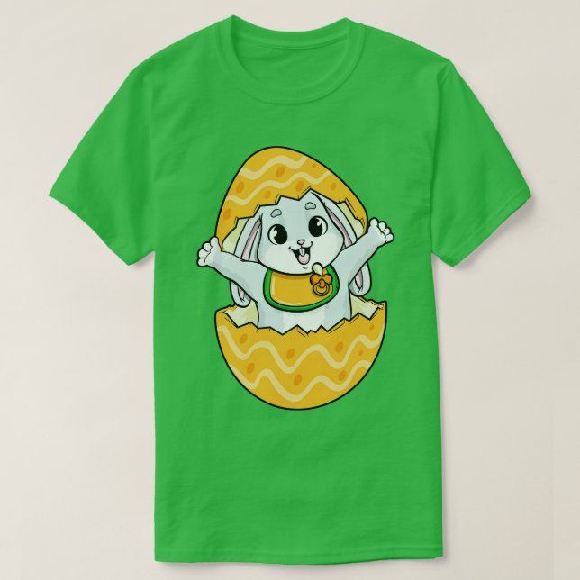 Camiseta Coelho-bebê com Banda-Pacificadora e Ovo (Frente do Design)