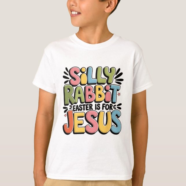 Camiseta Coelho Bobo Páscoa é para Jesus Páscoa Cristã (Frente)