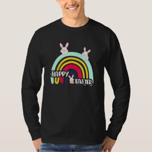 Camiseta Coelho Bonito Arco-Íris Páscoa Ovos Felz pascoa Co