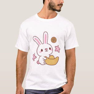 Camiseta Coelho Bonito com Ingot Chinês Ano Novo