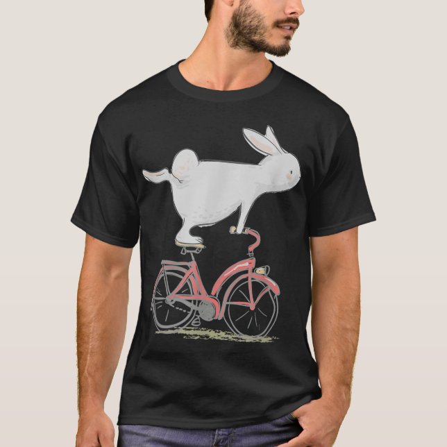 Camiseta Coelho Bonito Na Bicicleta De Ciclo E Presente De  (Frente)
