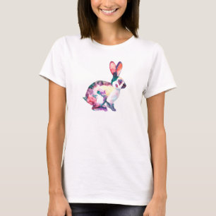 Camiseta Coelho bonito pintado Aquarela