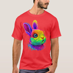 Camiseta Coelho Bonito Rosto Rosto Colorido Dia da Páscoa R