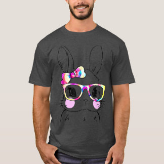 Camiseta Coelho Bonito Rosto Rosto Tie Tye Óculos Garota Fe