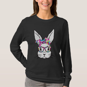 Camiseta Coelho Bonito Rosto Rosto Tie Tye Óculos Garota Fe