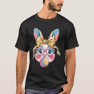 Camiseta Coelho Bonito Rosto Rosto Tie Tye Óculos Garota Fe