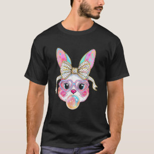 Camiseta Coelho Bonito Rosto Rosto Tie Tye Óculos Garota Fe